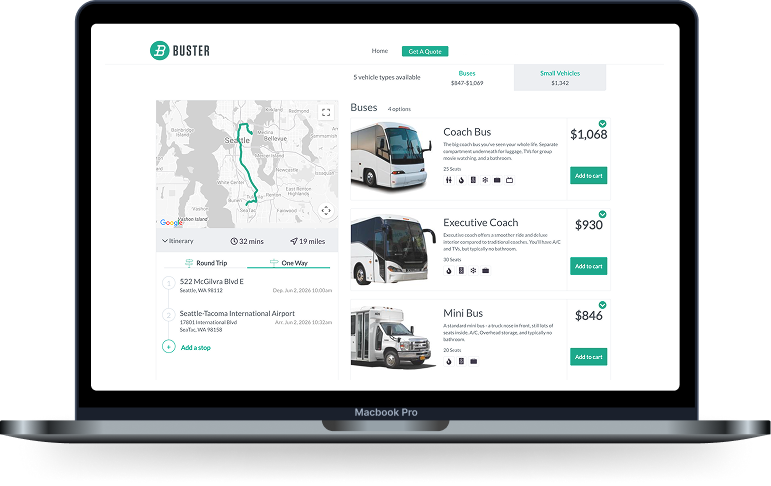 Buster booking interface